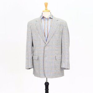 Coppley 44R Beige Check 2-Button Sport Coat Blazer Jacket P221